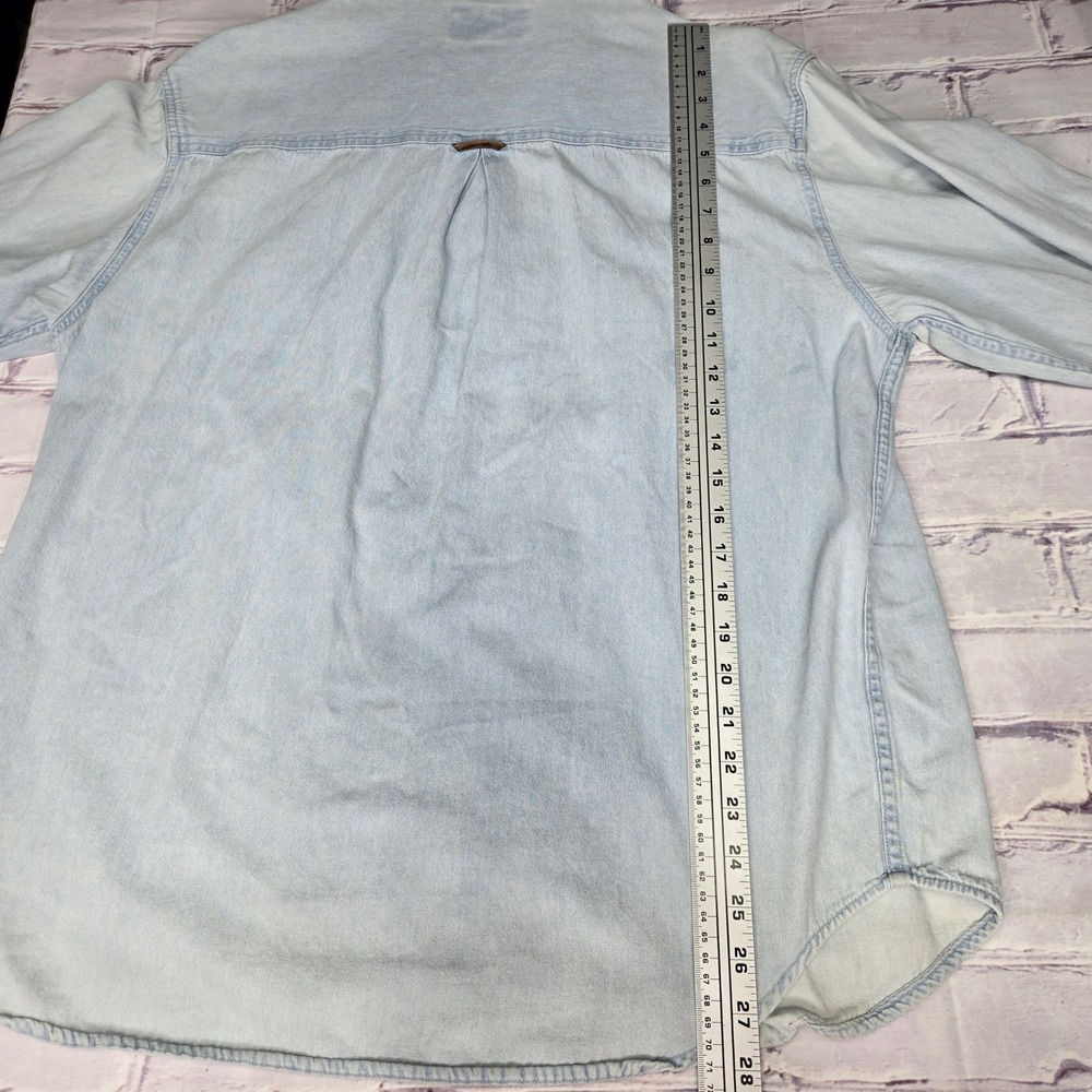 Vintage Marlboro Country Denim Shirt Light Wash Western Workwear Mens Large L - Picture 12 of 13